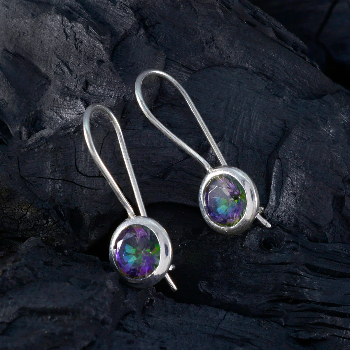Mystic Quartz Italian Aaliyah Solitaire Dangle multicolor 925 Silver Earring - Image 4