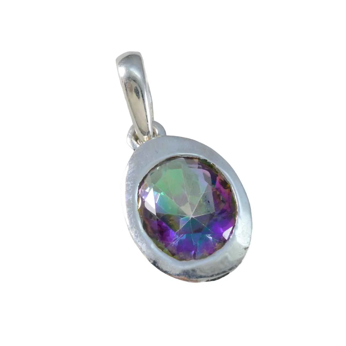Mystic Quartz Tiny French Silver Solitaire Claire Romantic multicolor Pendant Jewelry - Image 3