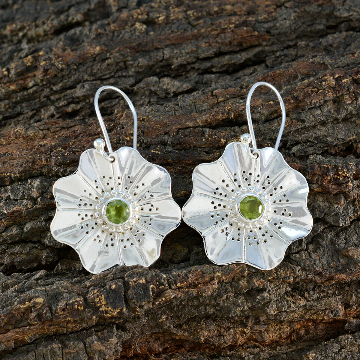 Peridot African Alina Solitaire Dangle Green 925 Sterling Silver Earring - Image 3