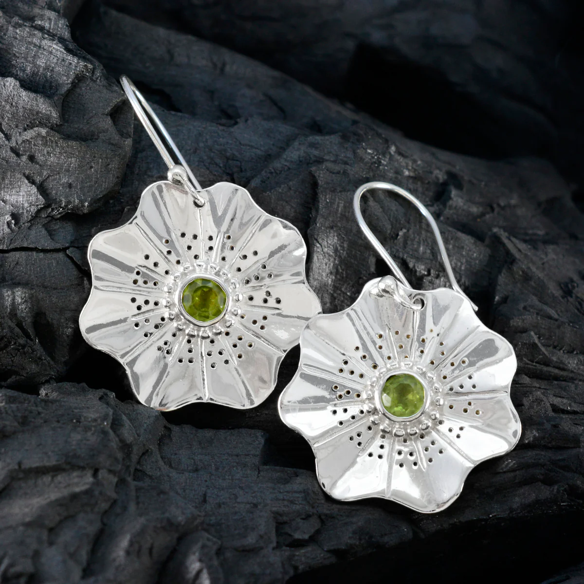 Peridot African Alina Solitaire Dangle Green 925 Sterling Silver Earring - Image 4
