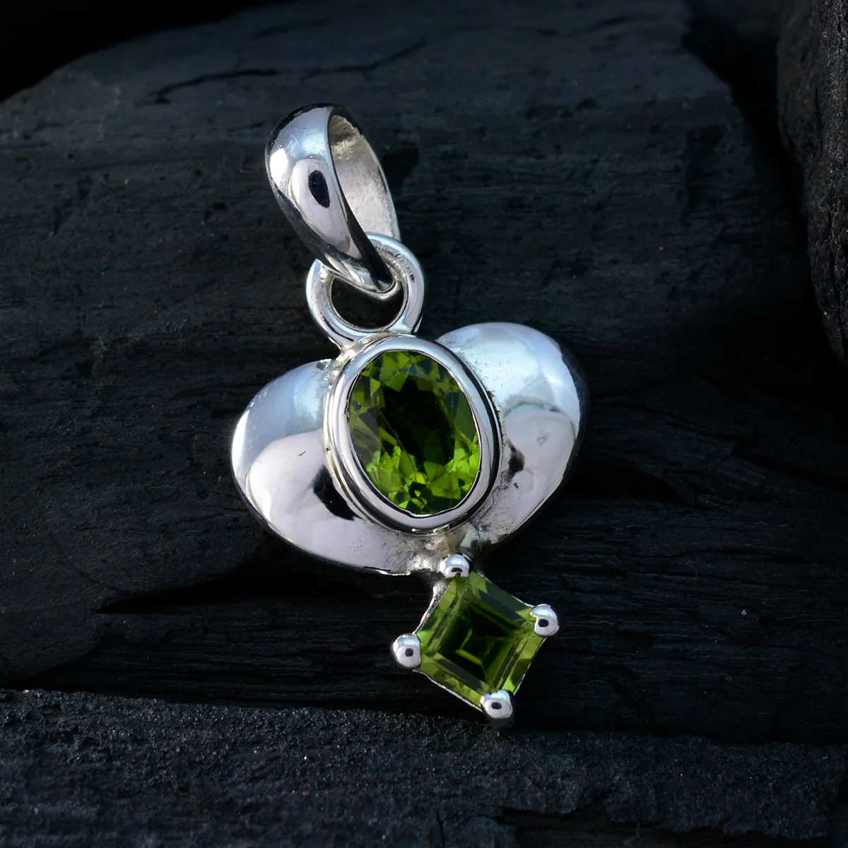 Peridot Dainty Latin American 92.5 Silver Toi et Moi Hazel Engagement Green Pendant Jewellery - Image 3
