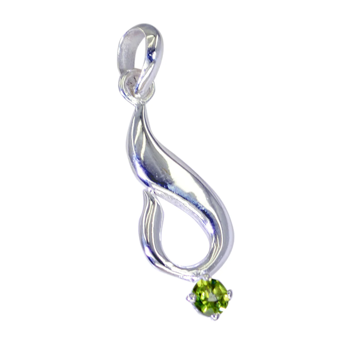 Peridot Featherlight German 92.5 Silver Solitaire Laura Bubble Green Pendant Jewellery - Image 3