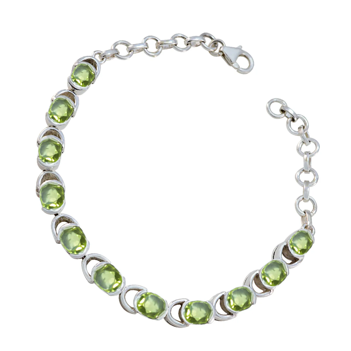 Peridot Sentimental Slim Green Sterling Silver Links Bracelet - Image 3