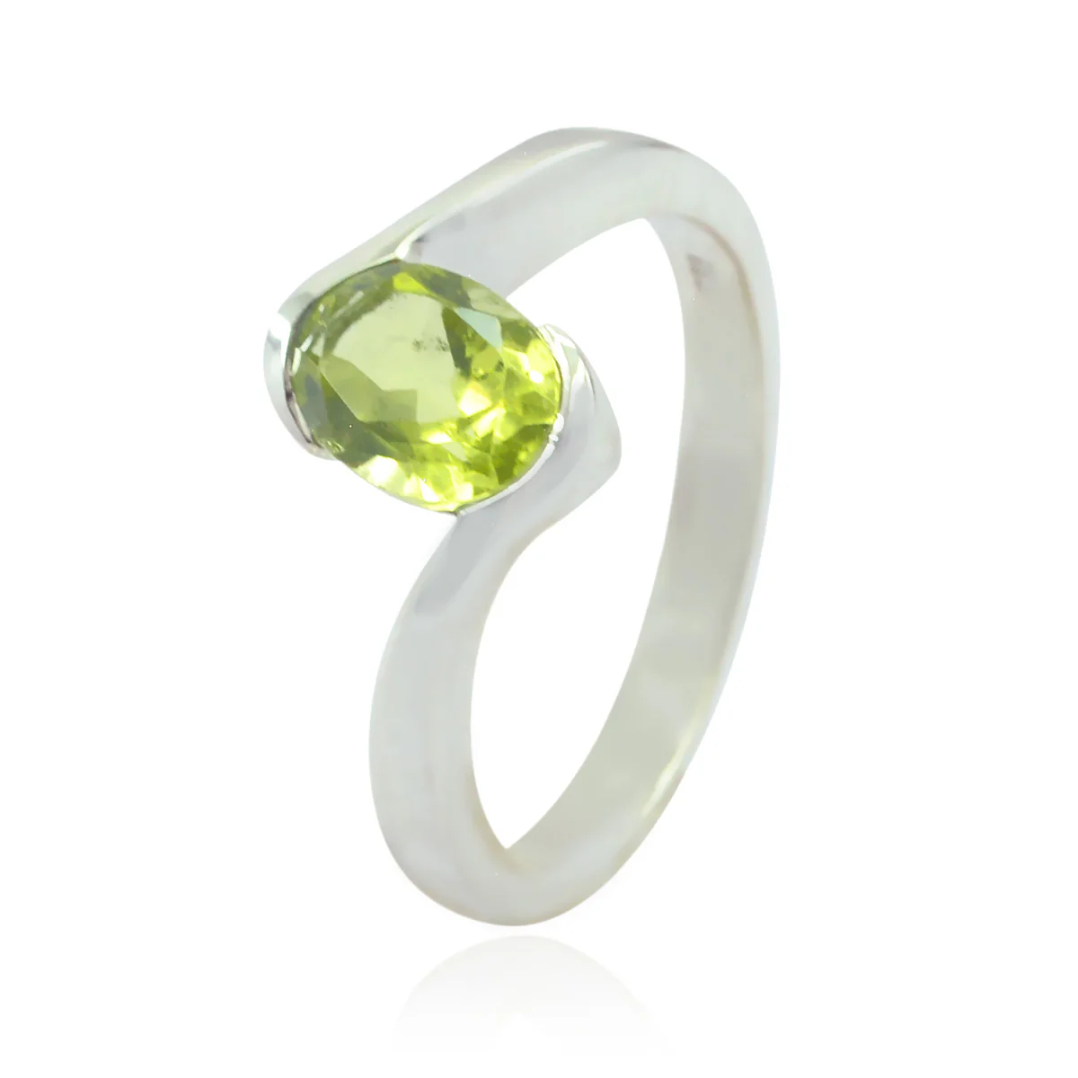Peridot Solitaire Japanese 92.5 Silver Green Gemstones Whisper-thin Modern Ring Jewelry - Image 3