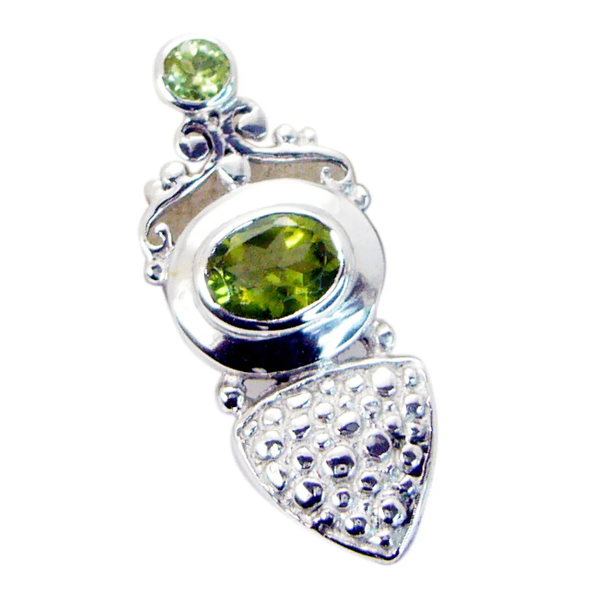 Peridot Whisper-thin French 925 Silver Solitaire Carla Abstract Green Pendant Jewelry - Image 3