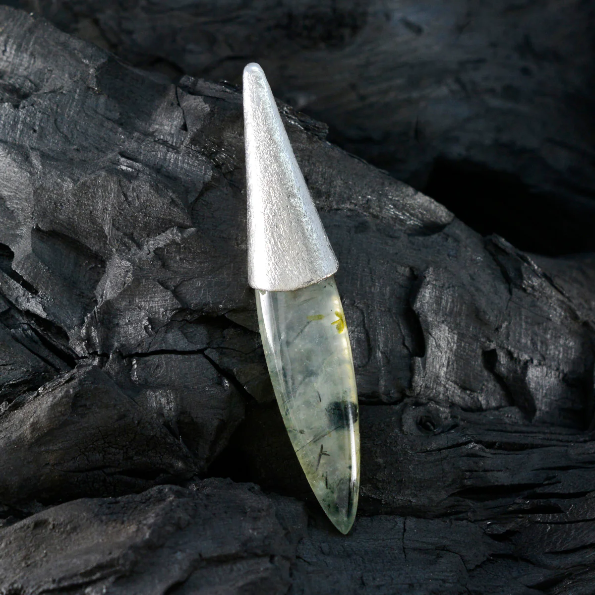 Prehnite Tiny German 925 Silver Solitaire Ava Abstract Green Pendant Jewelry - Image 4