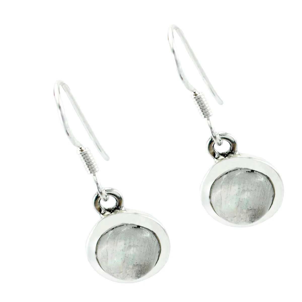 Rainbow Moonstone Middle Eastern Joaquina Solitaire Dangle White 925 Sterling Silver Earring - Image 3