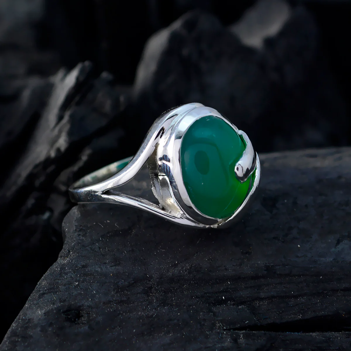 Rainbow Moonstone Solitaire German 92.5 Silver White Gems Tiny Modern Ring Jewelry - Image 5