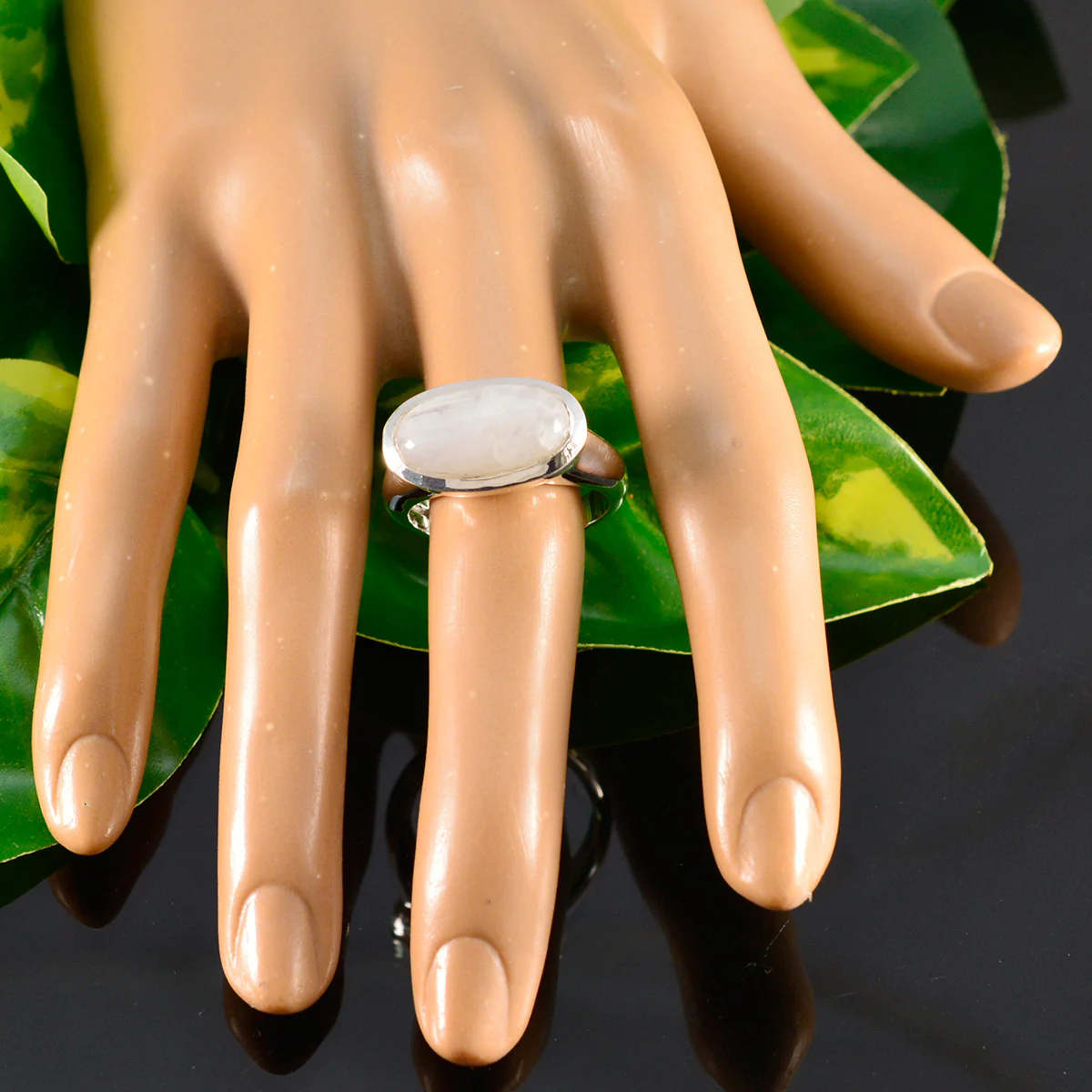 Rainbow Moonstone Solitaire Russian 925 Sterling Silver White Gemstone Eye-catching Love Ring Jewellery - Image 6