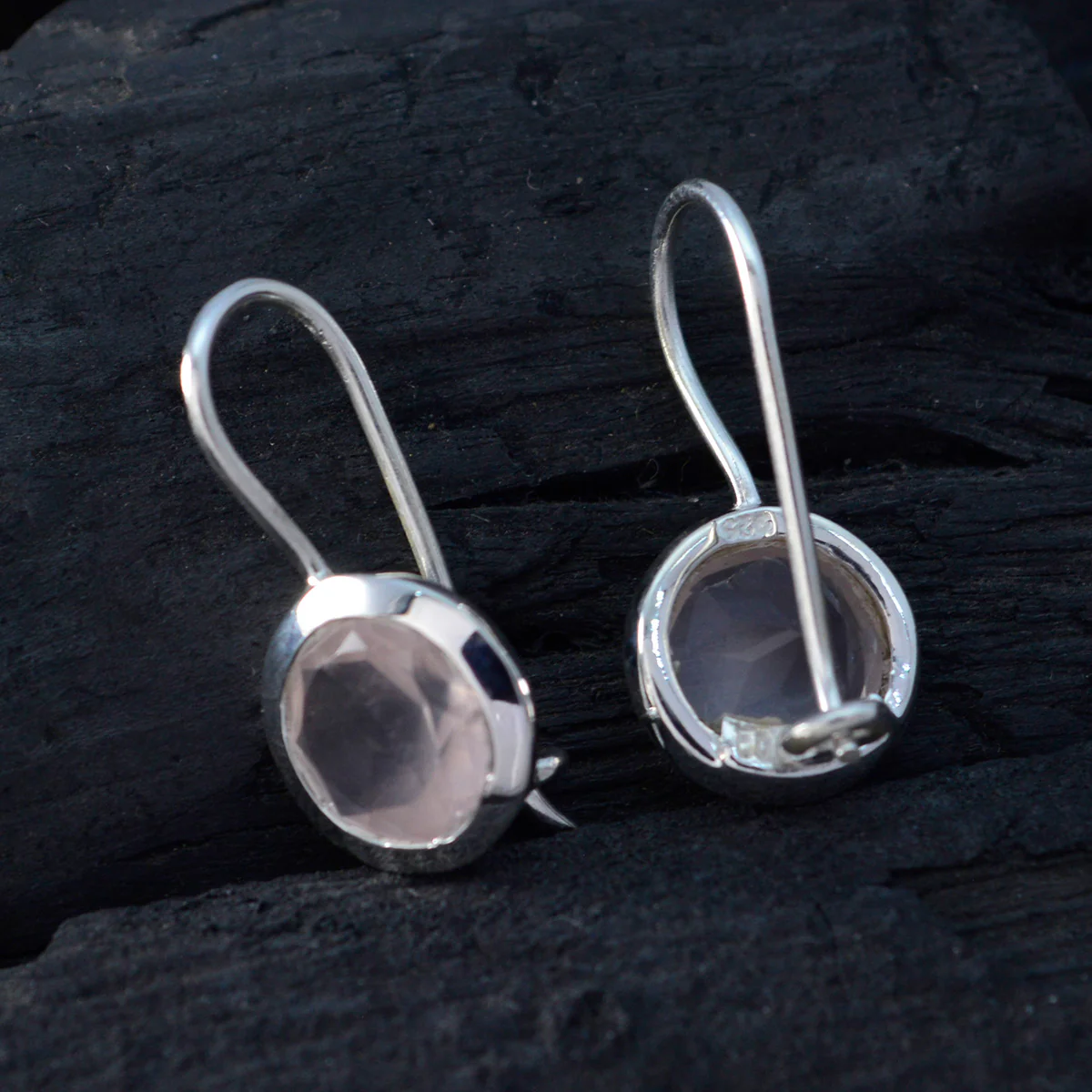 Rose Quartz Australian Camilla Solitaire Dangle Pink 925 Sterling Silver Earring - Image 4
