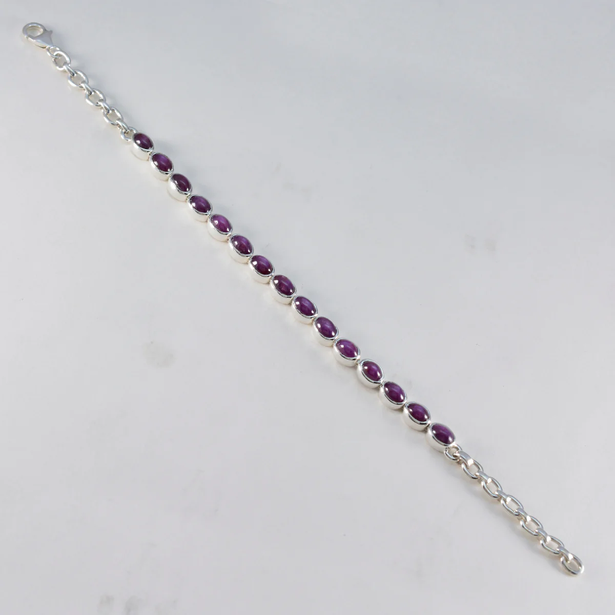 Ruby CZ Summer School Holidays Slim Red 925 Silver Tennis Bracelet - Image 3
