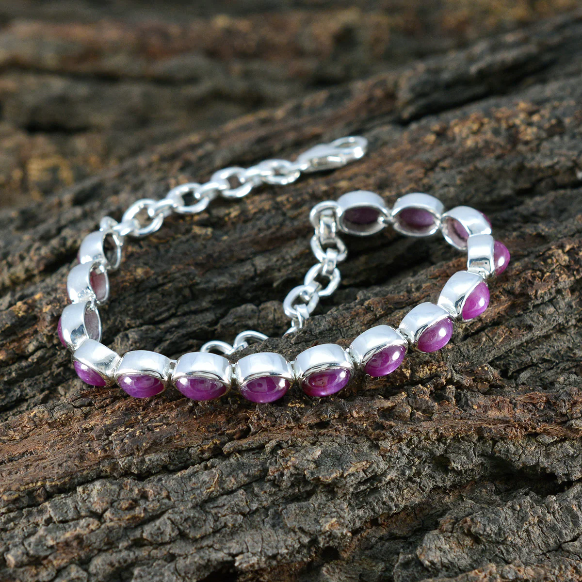 Ruby CZ Summer School Holidays Slim Red 925 Silver Tennis Bracelet - Image 4