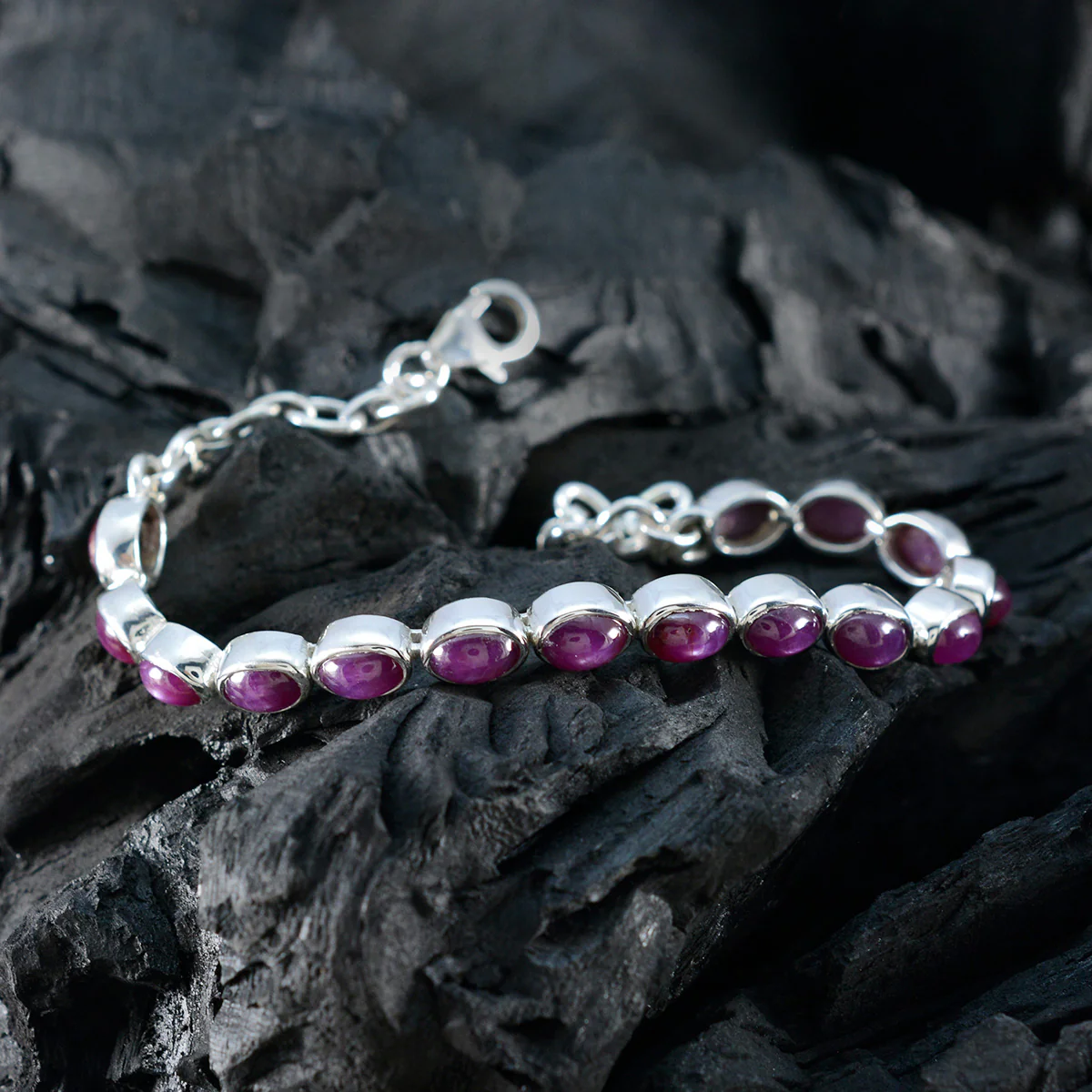 Ruby CZ Summer School Holidays Slim Red 925 Silver Tennis Bracelet - Image 5