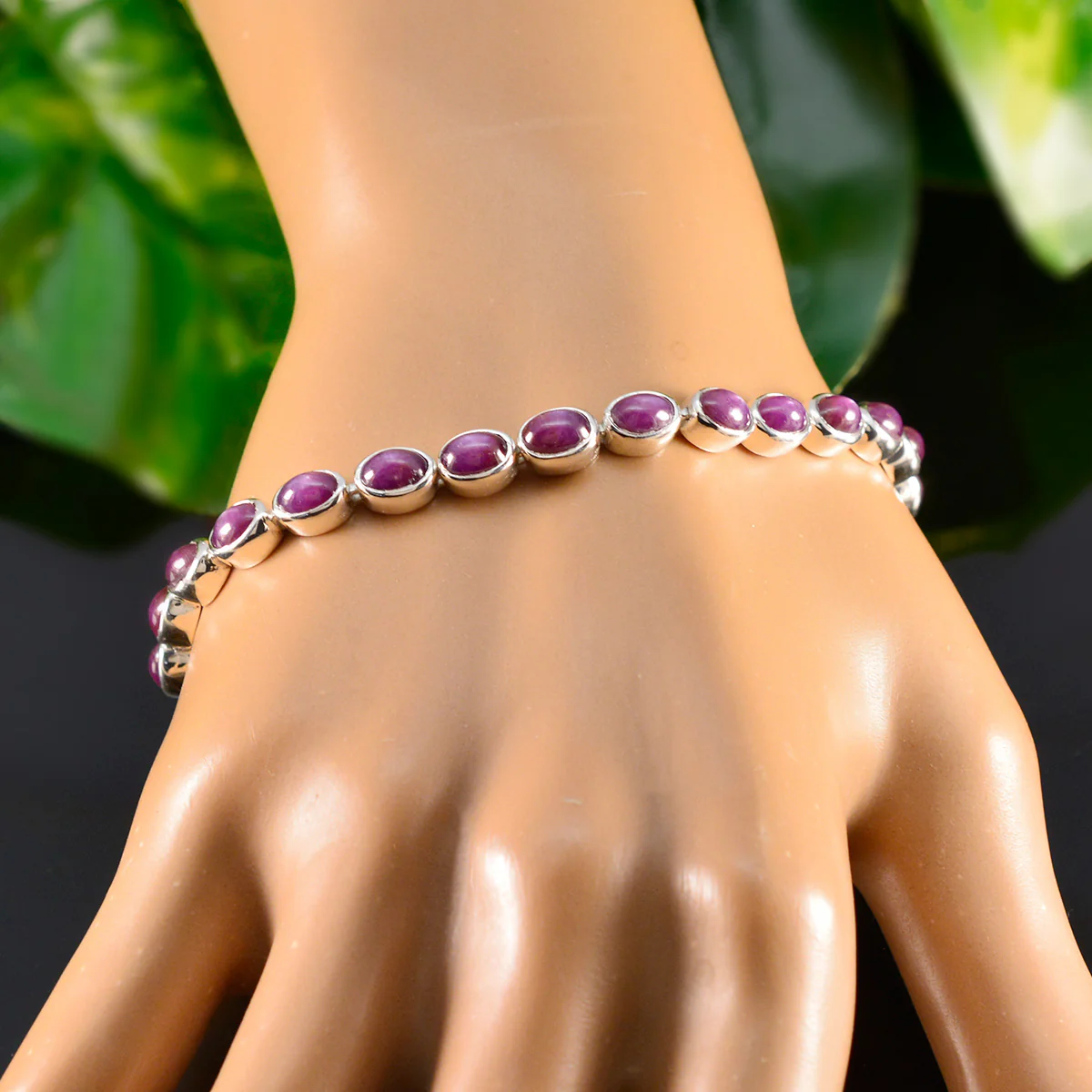 Ruby CZ Summer School Holidays Slim Red 925 Silver Tennis Bracelet - Image 6