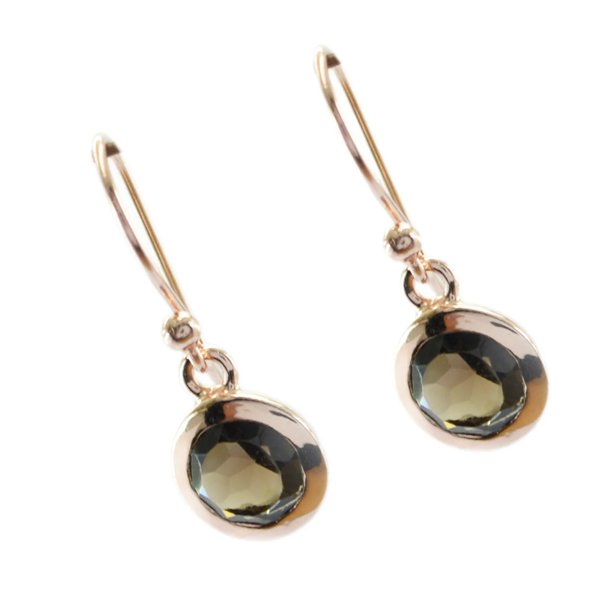 Smoky Quartz Japanese Olivia Solitaire Dangle Brown Silver Earring - Image 3