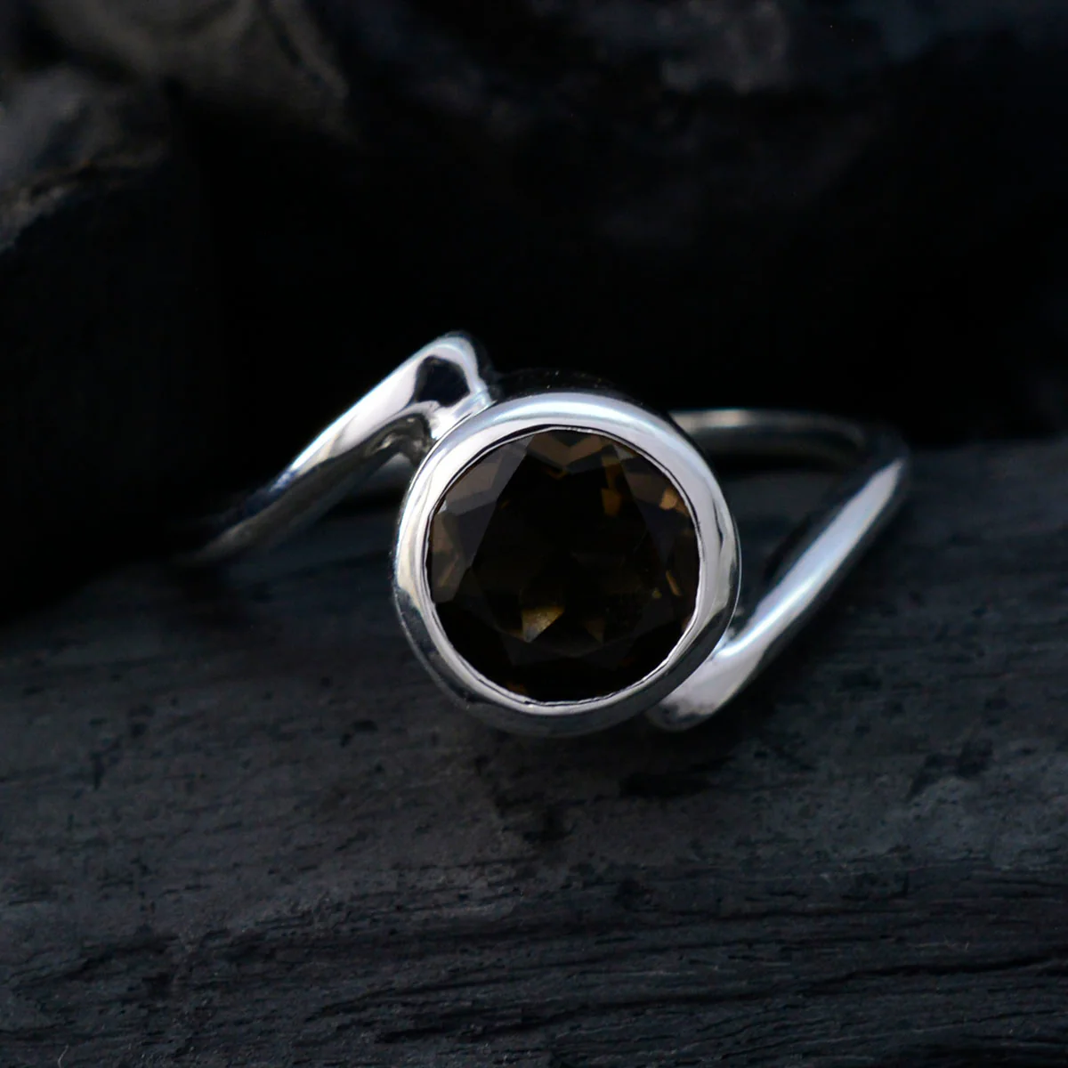 Smoky Quartz Solitaire African 925 Silver Brown Gemstones Featherlight Artisan Ring Jewelry - Image 4