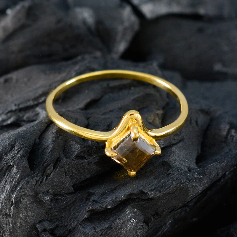 Smoky Quartz Solitaire American Sterling Silver Brown Gemstones Delicate Romantic Ring Jewelry - Image 4