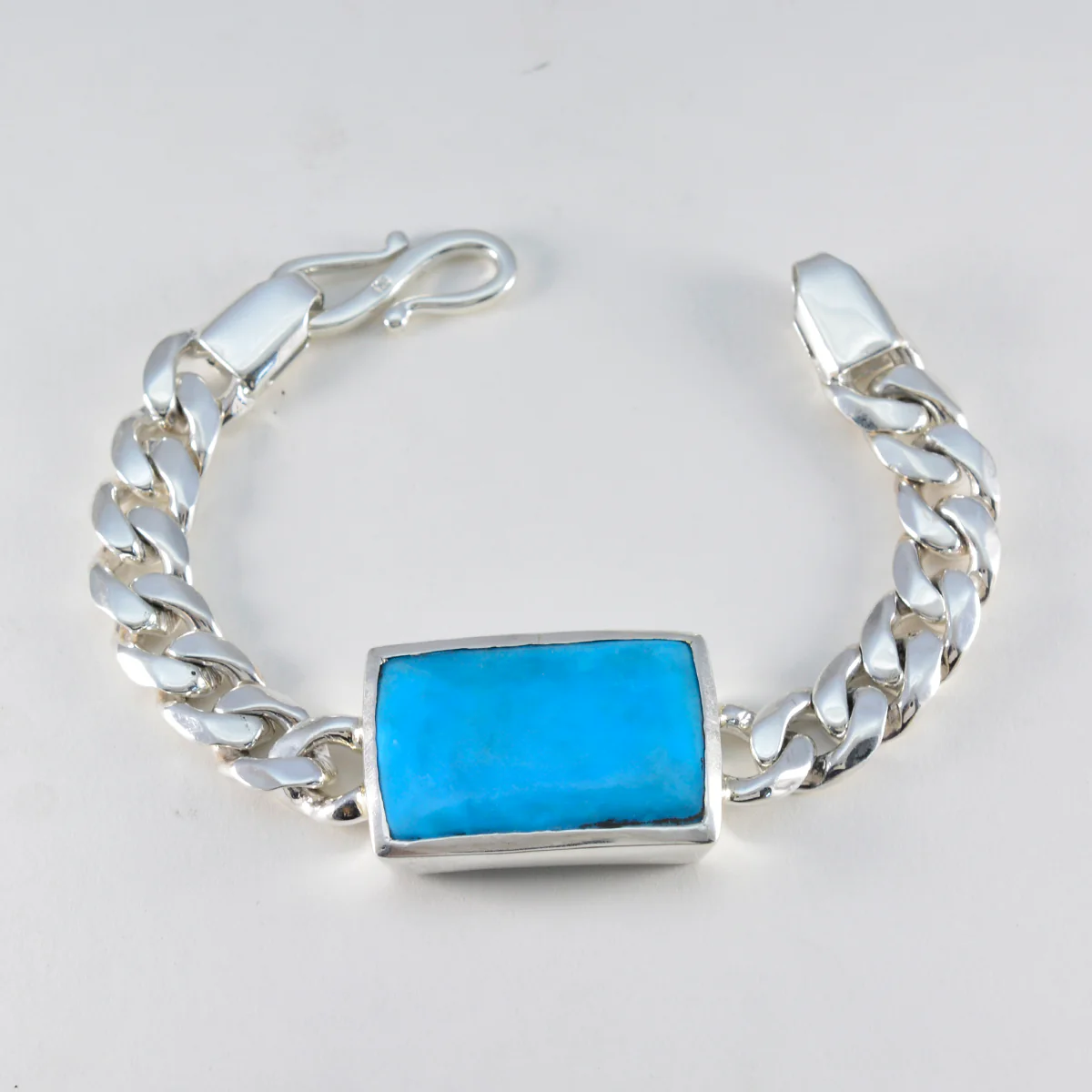 Turquoise Emoji Day Statement Turquoise Sterling Silver Chain Bracelet - Image 3